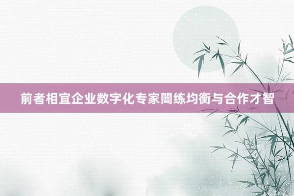 前者相宜企业数字化专家闇练均衡与合作才智